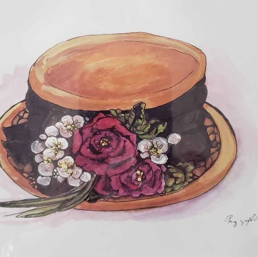 PEGGY Abrams Vintage Hat Prints Matted and Framed - Picture 7 of 7
